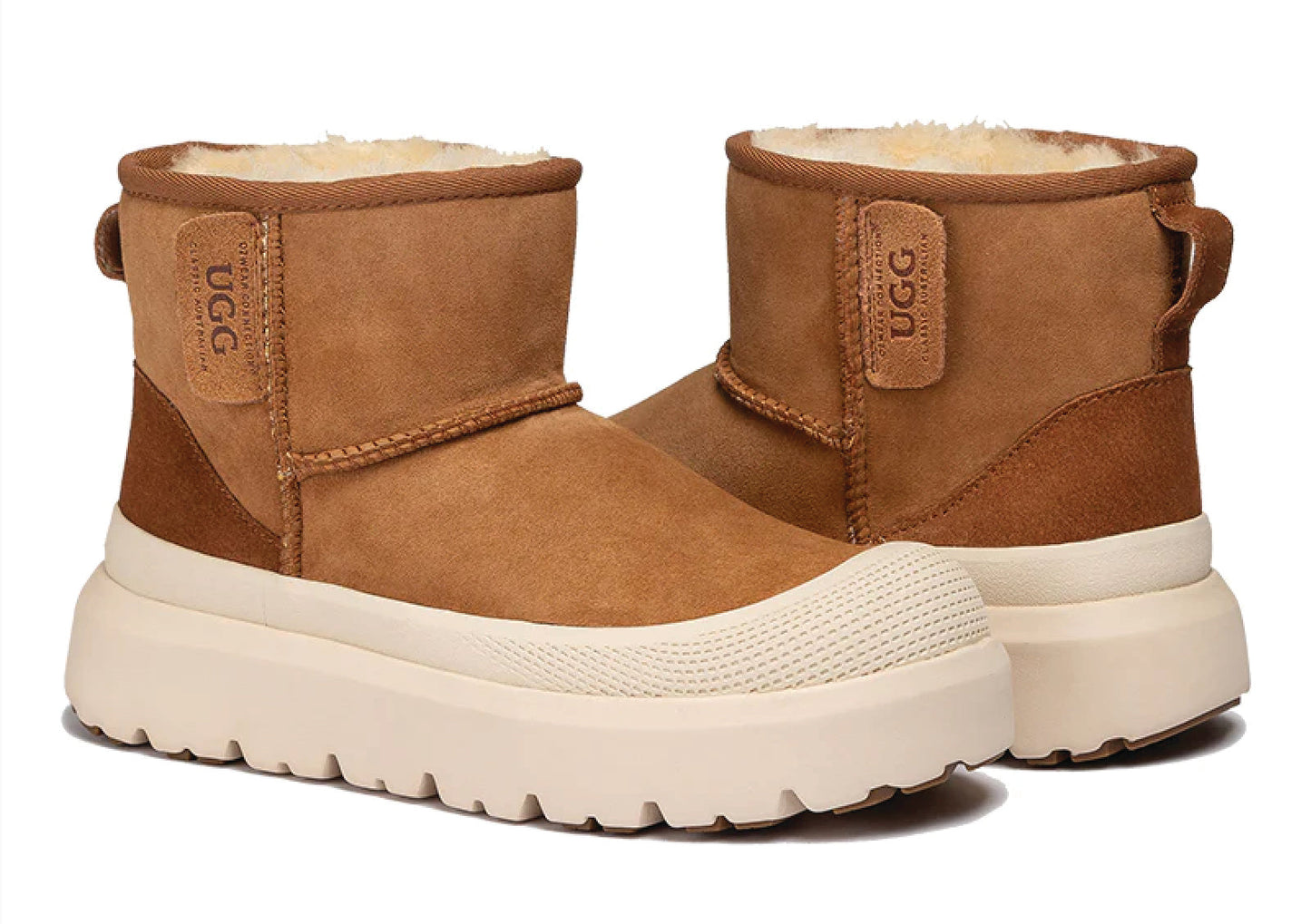 UGG Ultimate Ankle Platform Boots Chestnut White Women's