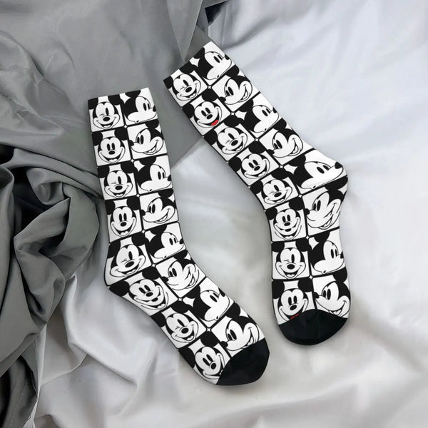 Mickey Mouse Grid Pattern Soccer Sock For Unisex