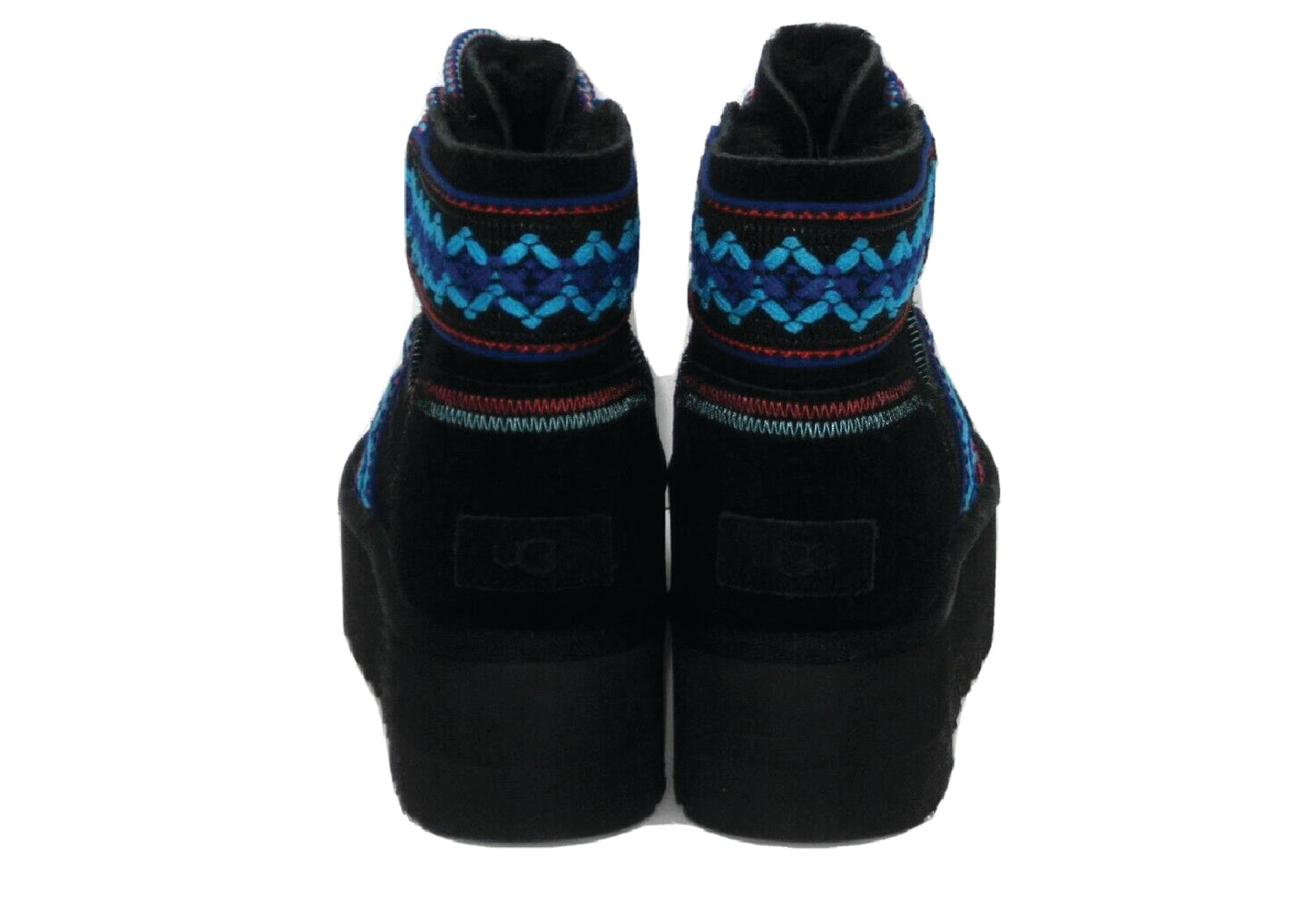 UGG Classic Mini ii Braid Platform  Black Suede Women's