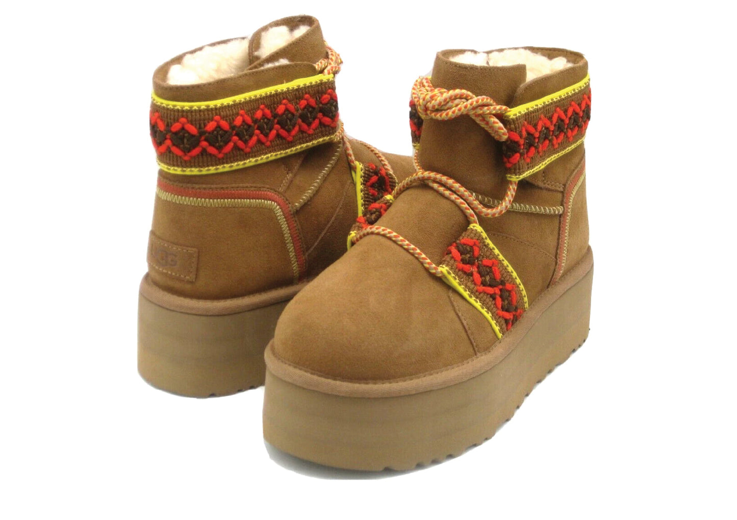 UGG Classic Mini ii Braid Platform Suede Chestnut Women's