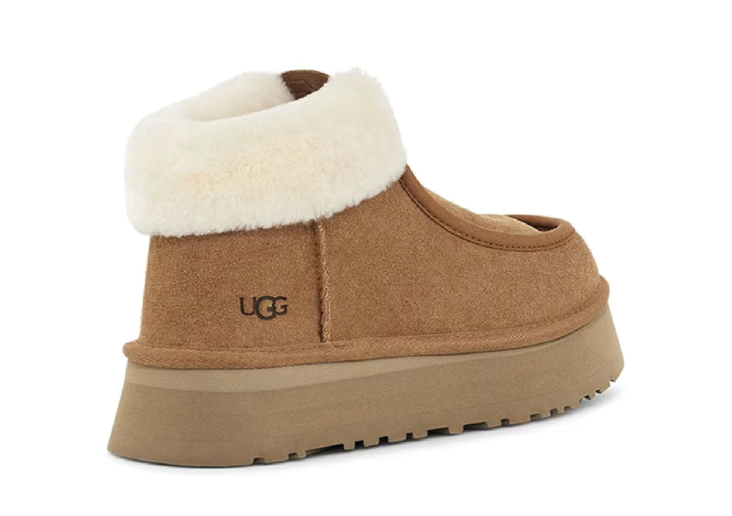 UGG Funkette Low Platform Boots Zip Ankle Booties Chestnut